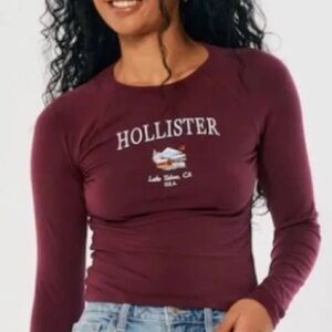 Hollister Burgundy Graphic Long Sleeve Tee
